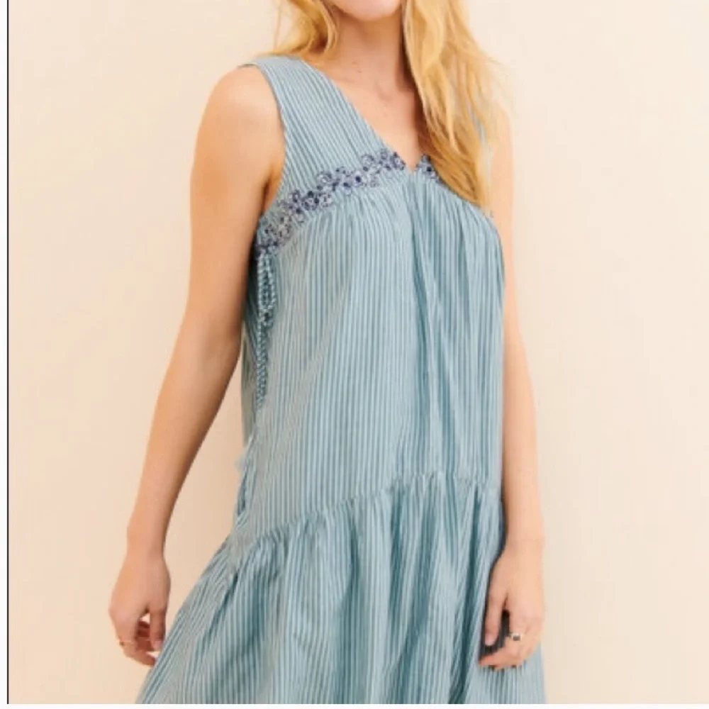Anthropologie | Dresses | Anthropologie Blue Striped Mini Dress | Poshmark